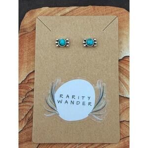 Vintage Sterling Silver Stamped 925 Turquoise Stud Earrings